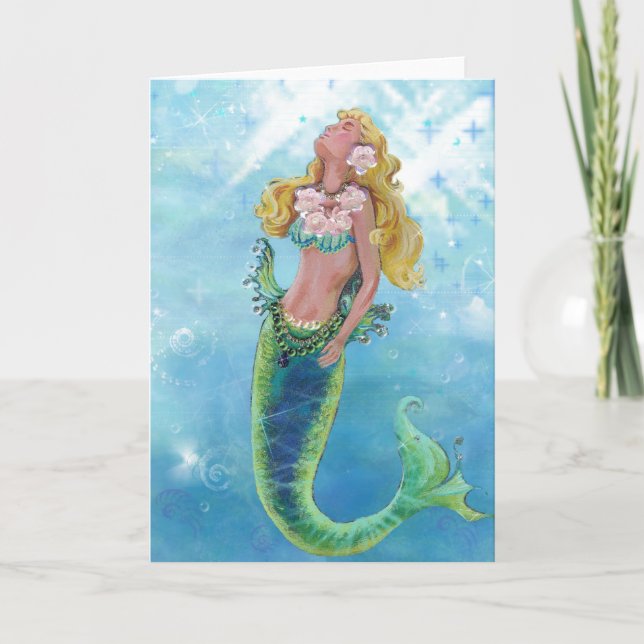 Tarjeta Dreamy Mermaid Sparkling Sea Greaming Card (Anverso)