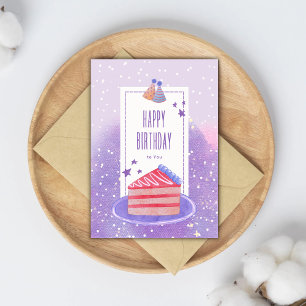 Tarjeta Dreamy Soft Purple Watercolor Cumpleaños Saludo