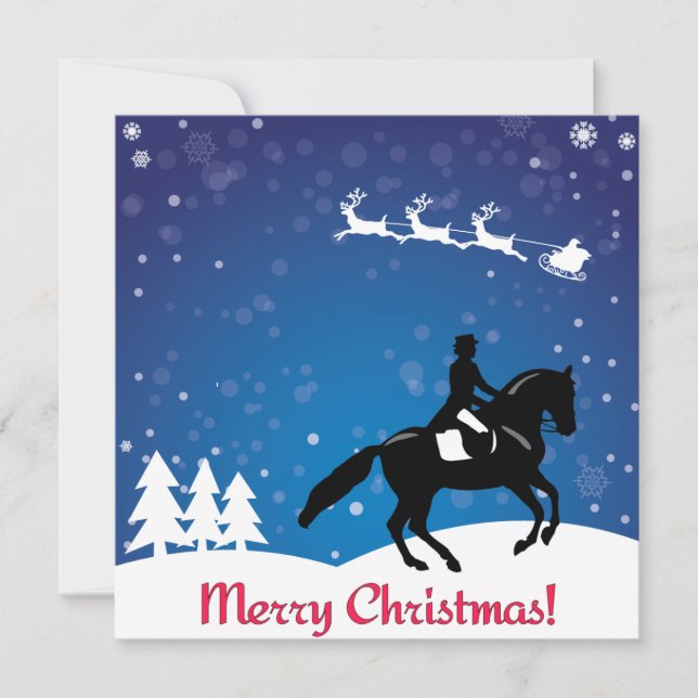 Tarjeta Dressage de Caballo de Navidad de Invierno (Anverso)
