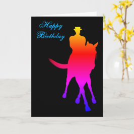 Tarjeta Dressage Horse Rider Color Silhouth Cumpleaños