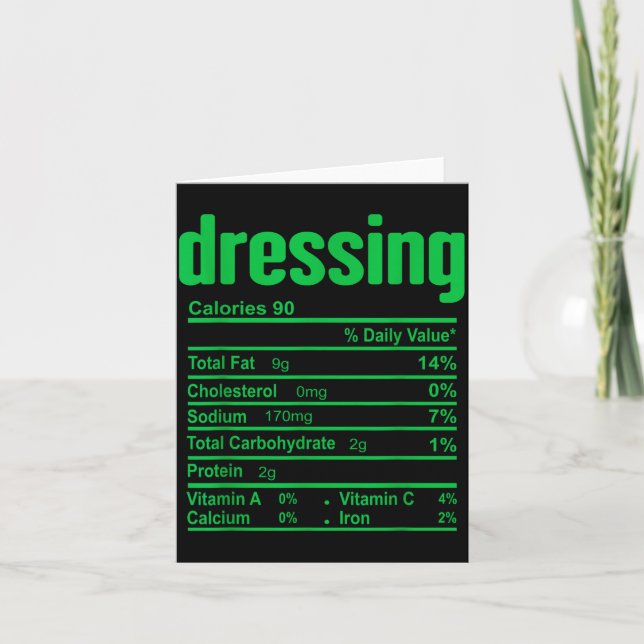 Tarjeta Dressing Nutrition Facts Family Matching Christmas (Anverso)