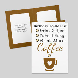 Tarjeta Drink more coffee white brown birthday