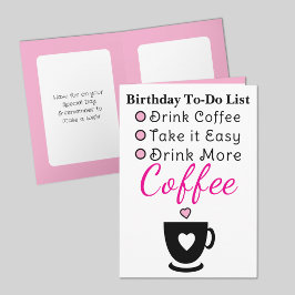 Tarjeta Drink more coffee white pink birthday