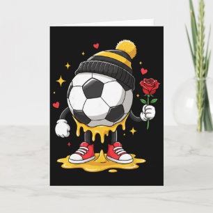Tarjeta Drip de fútbol San Valentín chicos y hombres coraz
