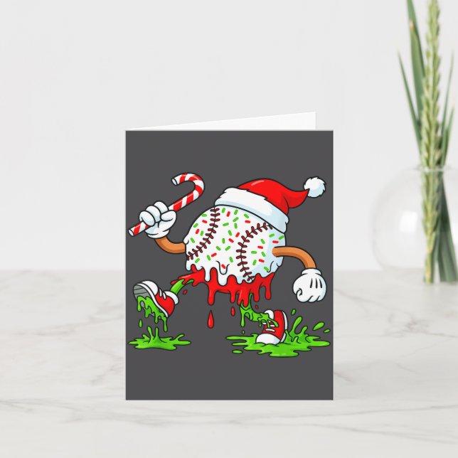 Tarjeta Dripng Ice Cream Baseball Santa Hat, Xmas Pajama K (Anverso)