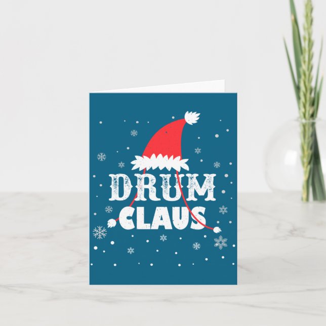 Tarjeta Drum Claus Santa Christmas Drummer Long Sleeve  (Anverso)