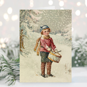 Tarjeta Drummer Boy   Vintage Christmas