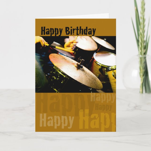 Tarjeta Drummer, cumpleaños feliz (Anverso)
