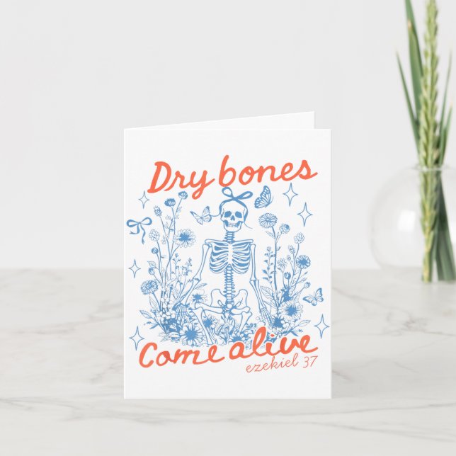 Tarjeta Dry Bones Come Alive Christian Funny Skeleton Hall (Anverso)