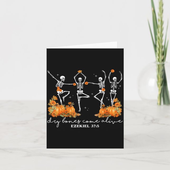 Tarjeta Dry Bones Come Alive Halloween Skeleton Dancing Ch (Anverso)