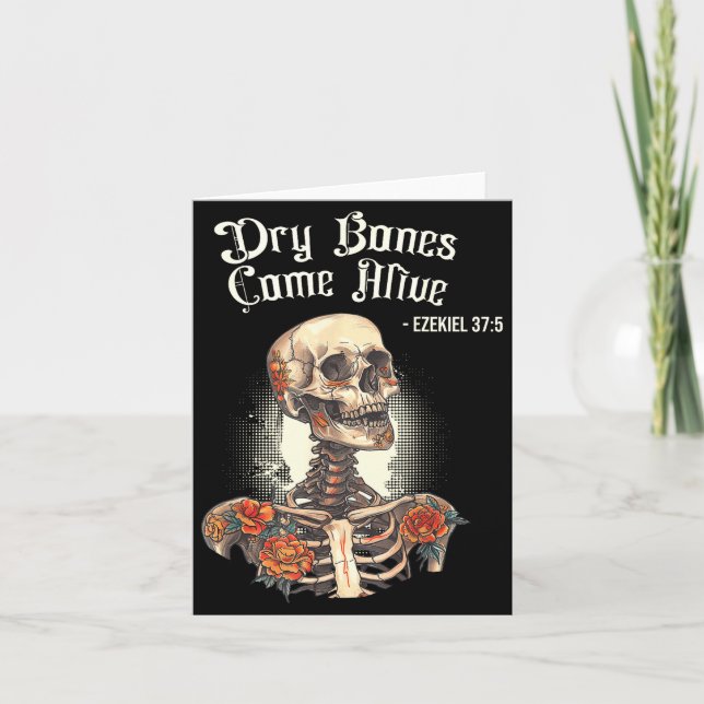 Tarjeta Dry Bones Come Alive Skeleton Floral Christian Hal (Anverso)