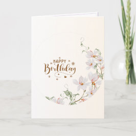 Tarjeta Du Rose Floral Wreath Folded Happy Birthday Card