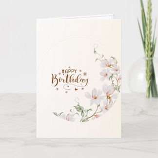 Tarjeta Du Rose Floral Wreath Folded Happy Birthday Card