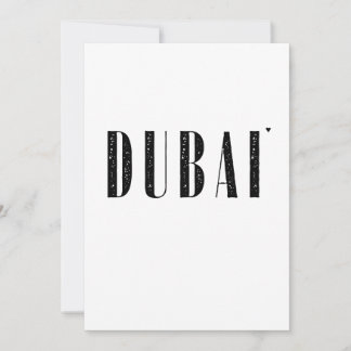 Tarjeta Dubai - minimalistic typography card