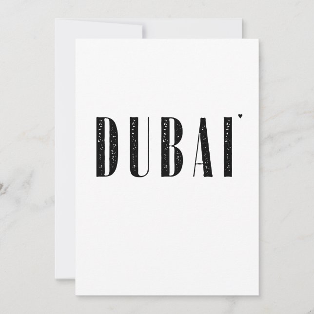Tarjeta Dubai - minimalistic typography card (Anverso)