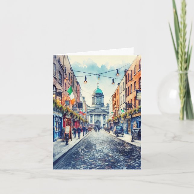 Tarjeta Dublin Ireland Watercolor (Anverso)