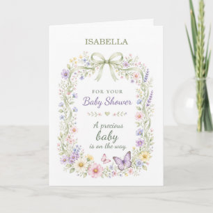 Tarjeta Ducha de Bebé Neutro en Género Floral Mariposas