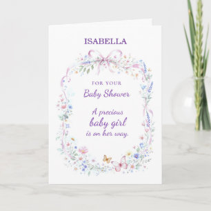Tarjeta Ducha de Bebé Niña Corona Floral Mariposas