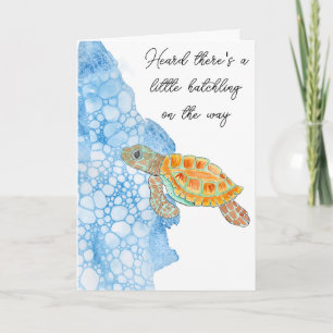 Tarjeta Ducha de bebé personalizada de tortuga marina acua