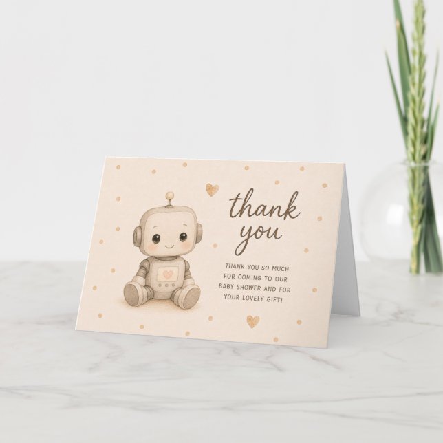 Tarjeta Ducha de bebé robot agradecimiento (Anverso)