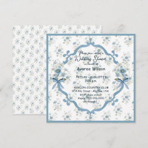 Tarjeta Ducha de Boda en Floral Azul