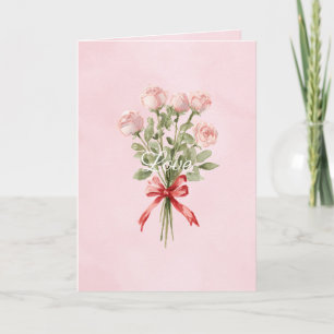 Tarjeta Ducha Nupcial de Rosas Rosadas Florales
