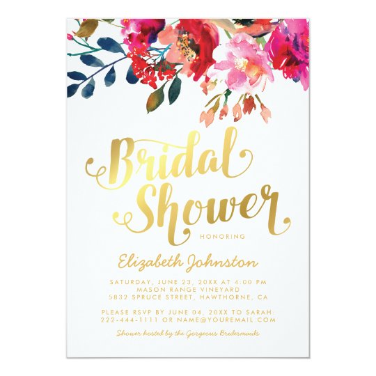 Tarjeta Ducha nupcial floral elegante del oro blanco del