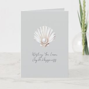 Tarjeta Ducha Nupcial Gris Concha Perla Blanca