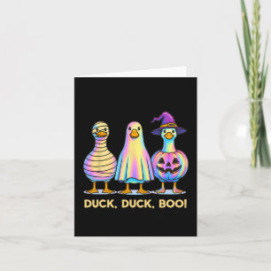 Tarjeta Duck Duck Boo Gracioso disfraz Halloween Espeluzna