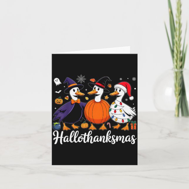Tarjeta Duck Halloween Thanksgiving Christmas Happy Hallot (Anverso)