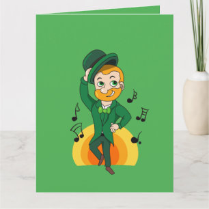 Tarjeta Duende bailarín, caricatura del día de San Patrici
