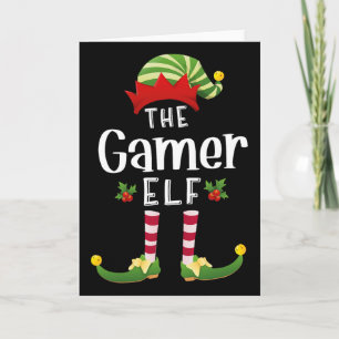 Tarjeta Duende de Navidad para jugadores Pijama a juego de