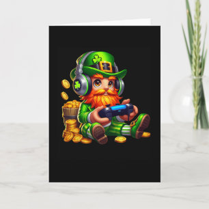 Tarjeta Duende de videojuegos Día de San Patricio Gamer Ni