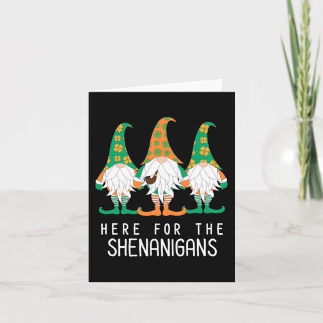 Tarjeta Duende del día de San Patricio Gnome Irlandés Shen (Anverso)