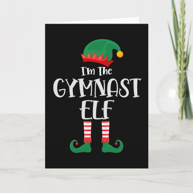 Tarjeta Duende Gimnasta Pareja Navidad (Anverso)