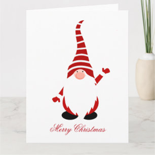 Tarjeta duende gnomo enano santa clásico navideño