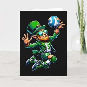Tarjeta Duende jugando voleibol Día de San Patricio Deport