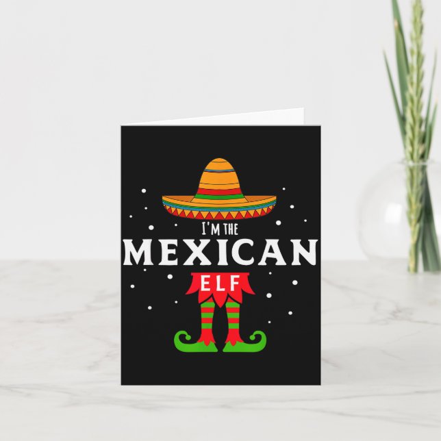 Tarjeta Duende Mexicano Navidad Sombrero Feliz Navidad Reg (Anverso)