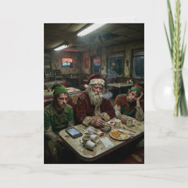 Tarjeta Duendes de Santa Desaliñados Comedor Humor Oscuro