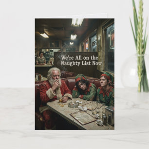Tarjeta Duendes de Santa Desaliñados Comedor Humor Oscuro