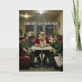 Tarjeta Duendes de Santa Desaliñados Restaurante Humor Osc