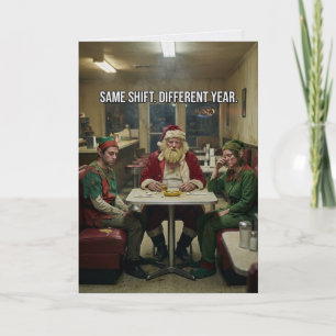 Tarjeta Duendes de Santa Desaliñados Restaurante Humor Osc