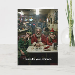 Tarjeta Duendes de Santa Desaliñados Restaurante Humor Osc