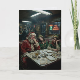 Tarjeta Duendes de Santa Desaliñados Restaurante Humor Osc