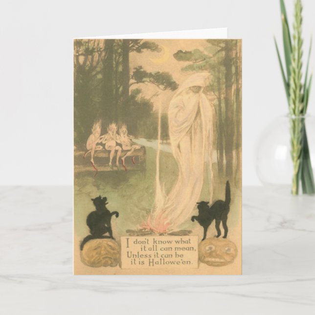 Tarjeta Duendes del gato negro de la linterna de Jack O (Anverso)