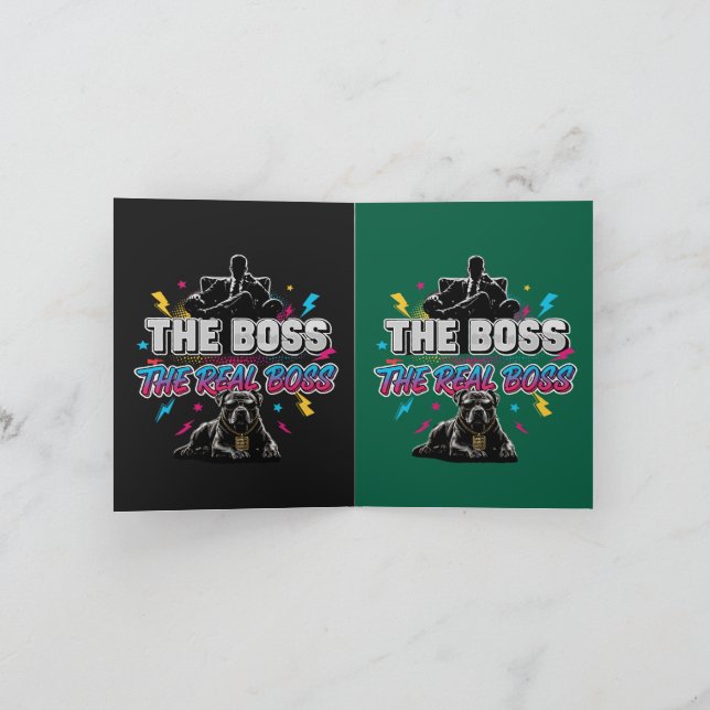 Tarjeta Dueño de Perro Divertido "El Jefe Real" Diseño Pit (Interior)