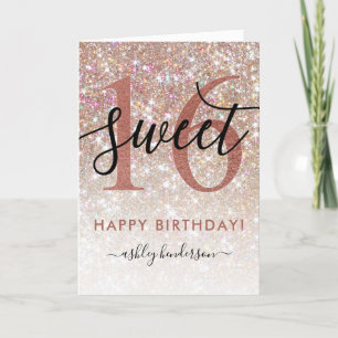Tarjeta Dulce 16 Purpurina de Moda de cumpleaños Ombre