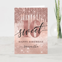 Tarjeta Dulce 16 Rosa Oro Feliz Cumpleaños