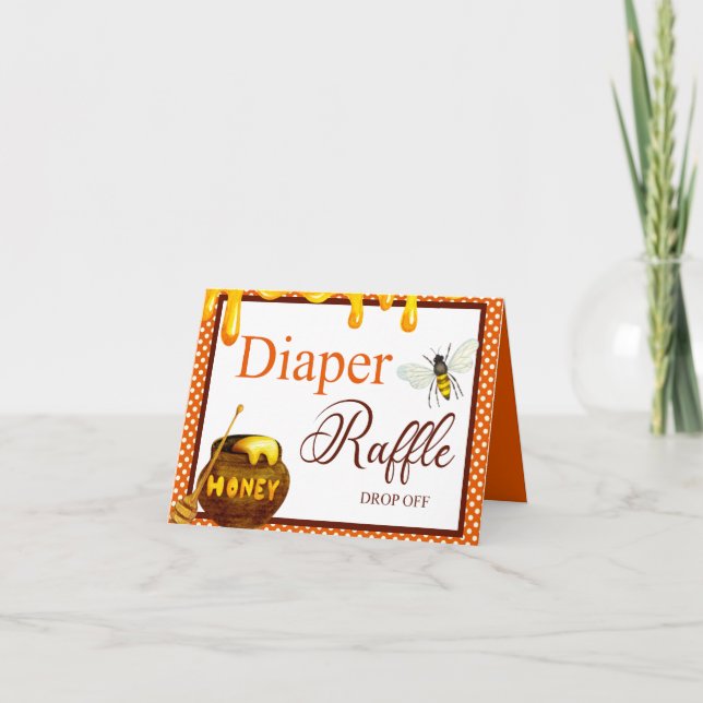 Tarjeta Dulce abeja Baby Shower Diaper Raffle (Anverso)