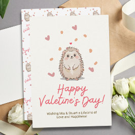 Tarjeta Dulce acuarela Hedgehog El día de San Valentín